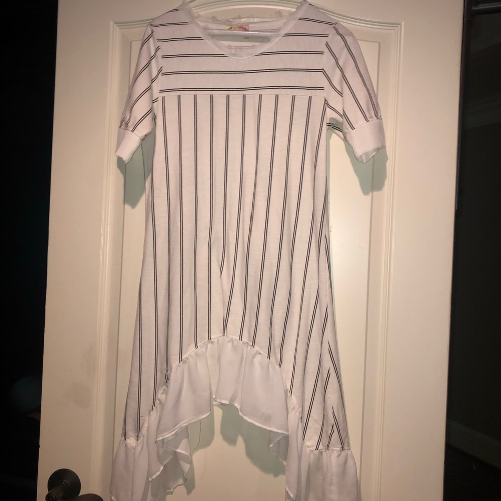 Girls Striped Ruffle Dress